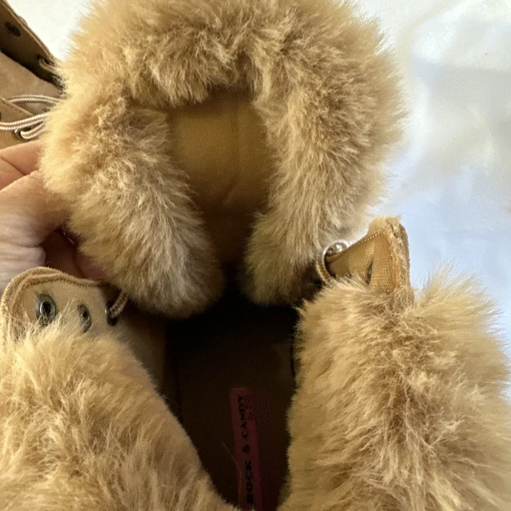 Rock‎ and Candy Womens Tan Lamar Faux Fur Boots size 7